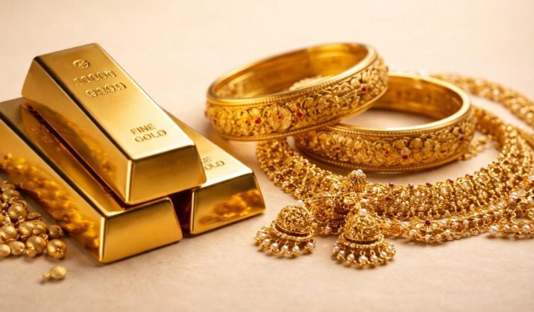 Gold Price Today in India 06 February 2026 showing 22K and 24K gold bars and jewellery