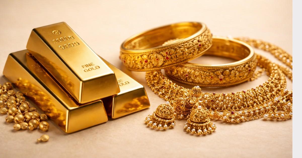 Gold Price Today in India 06 February 2026 showing 22K and 24K gold bars and jewellery