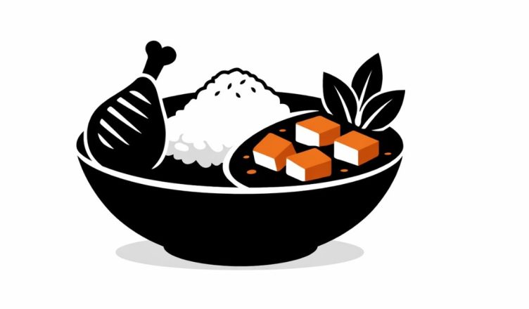 Minimal editorial illustration representing Healthy Diet trends 2026 with a high-protein Indian meal concept on a white background
