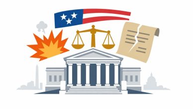 Minimal editorial illustration of the Supreme Court building symbolizing landmark constitutional cases during a crucial week for citizens