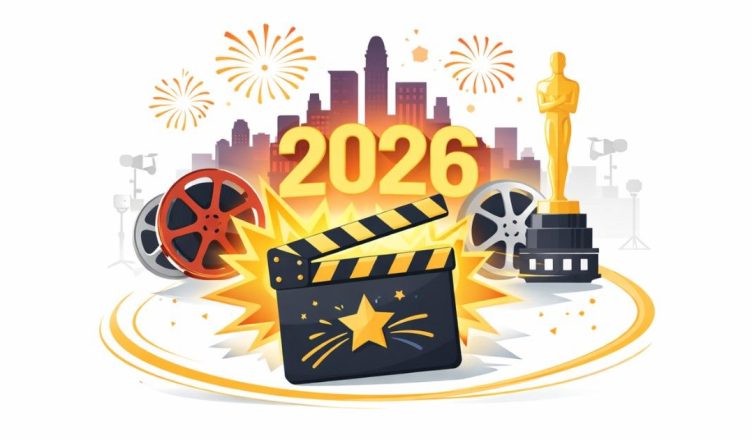 Minimal editorial illustration symbolizing five most anticipated Bollywood movies of 2026 set for blockbuster success