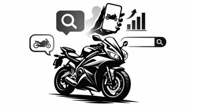 Minimal black and white editorial illustration of a modern sport motorcycle silhouette symbolizing trending bike searches and consumer interest in India, February 2026.