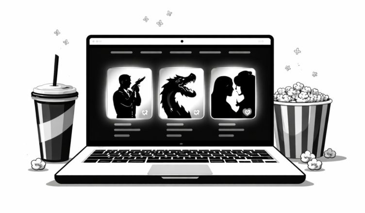 Minimal editorial illustration of a laptop streaming platform with three highlighted shows symbolizing major OTT releases in March 2026.