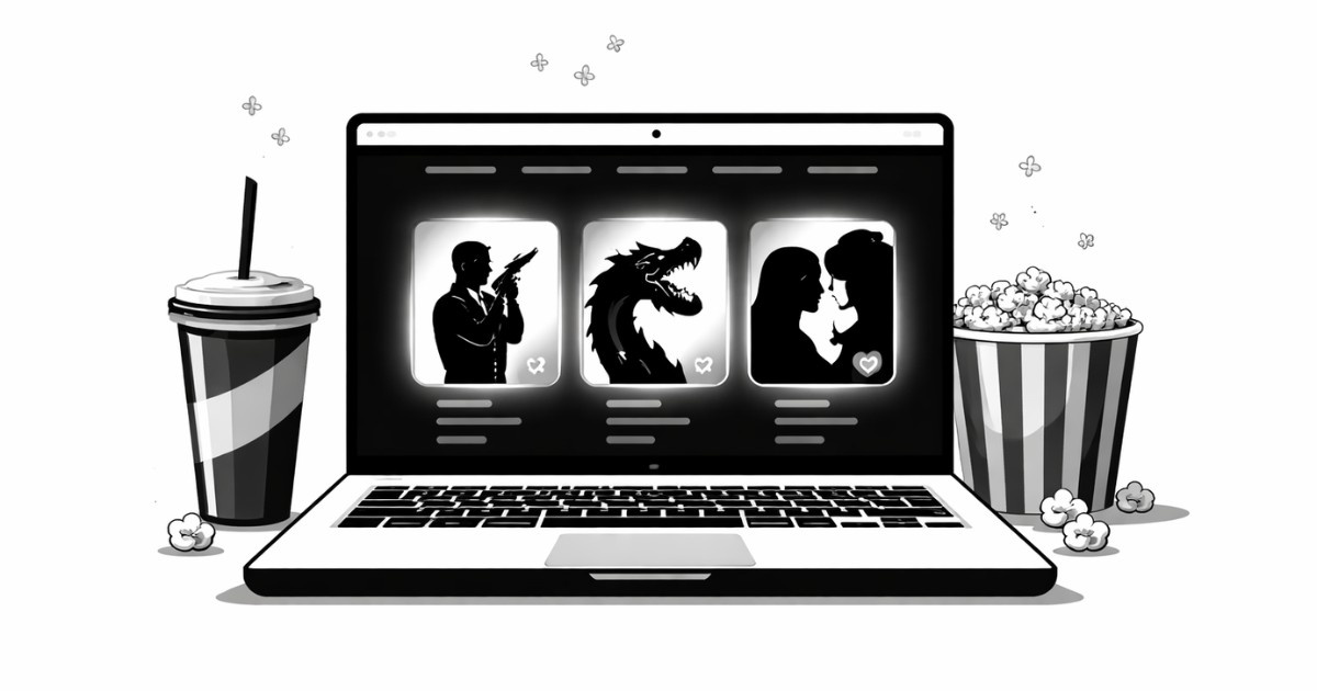 Minimal editorial illustration of a laptop streaming platform with three highlighted shows symbolizing major OTT releases in March 2026.
