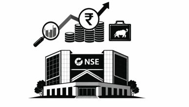 Minimal editorial illustration representing the National Stock Exchange(NSE) trend and its impact on Indian investors.