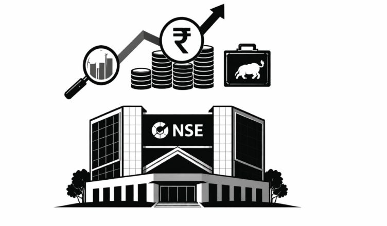 Minimal editorial illustration representing the National Stock Exchange(NSE) trend and its impact on Indian investors.