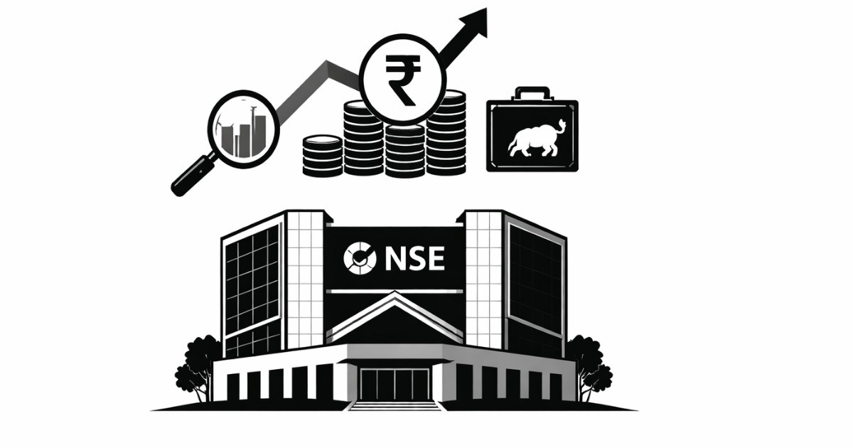 Minimal editorial illustration representing the National Stock Exchange(NSE) trend and its impact on Indian investors.