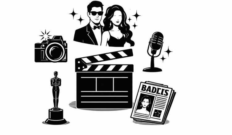 Minimal editorial illustration representing trending celebrity stories and major entertainment news of the week.