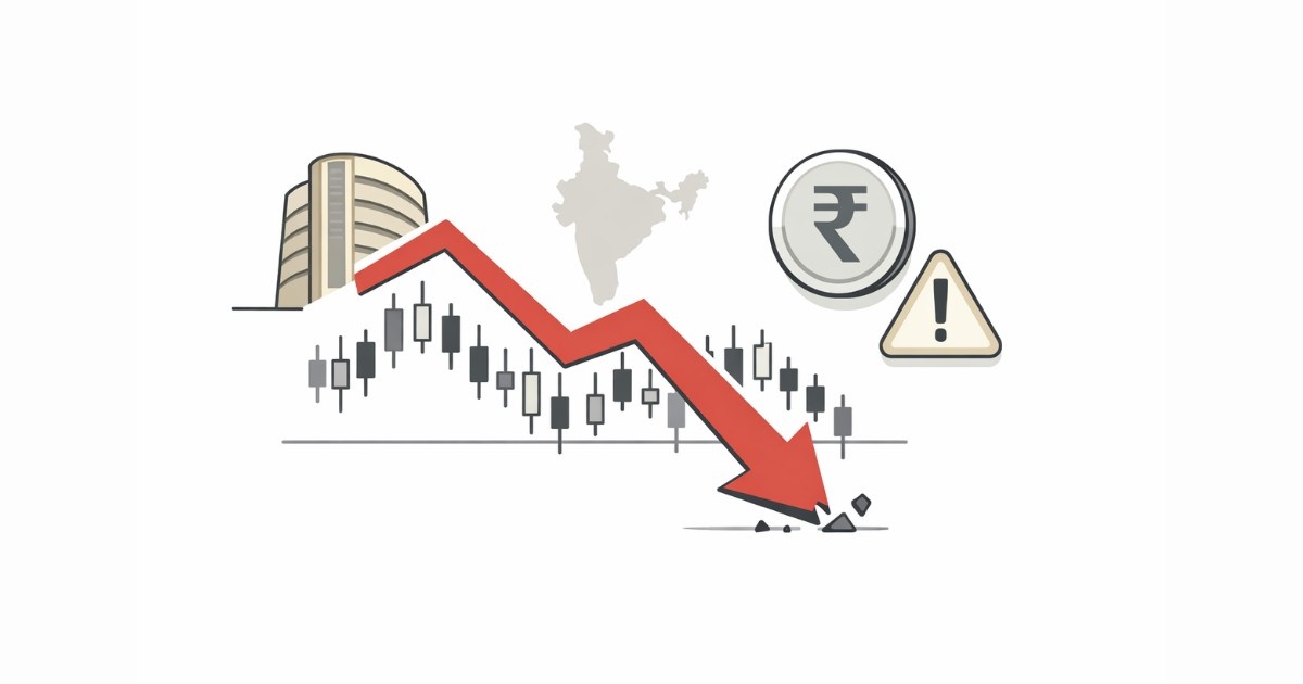 Indian stock market crash today with Sensex and Nifty falling sharply