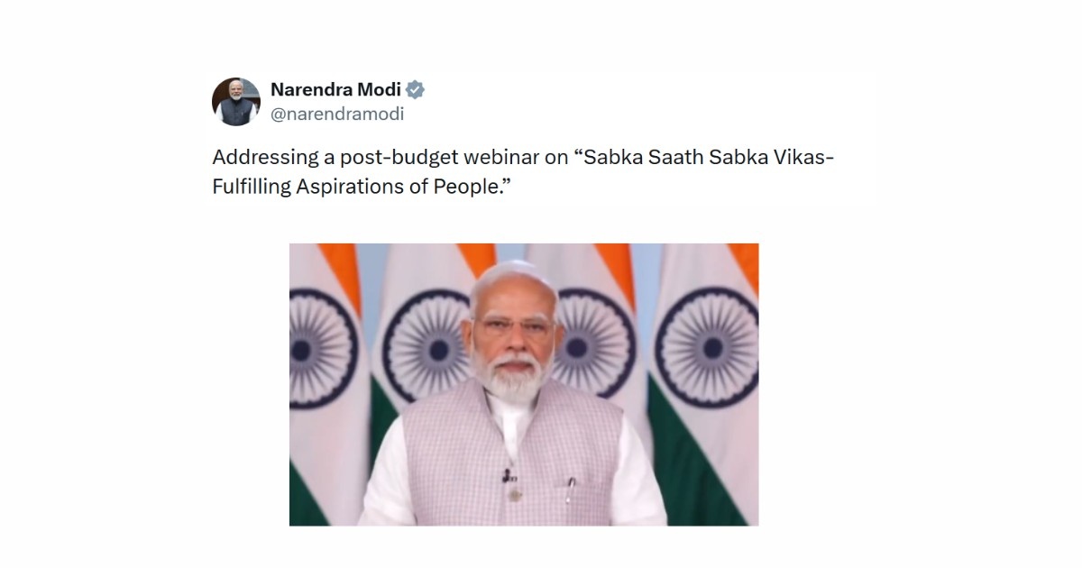 Prime Minister Narendra Modi addressing a post-budget webinar on Sabka Saath Sabka Vikas – Fulfilling Aspirations of People