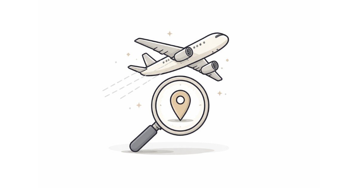 Minimal vector illustration of an airplane with a circular radar signal indicating flight monitoring and aviation safety