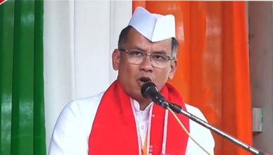 Gaurav Gogoi addressing a political rally in Bokajan while criticising the BJP government over governance and corruption issues