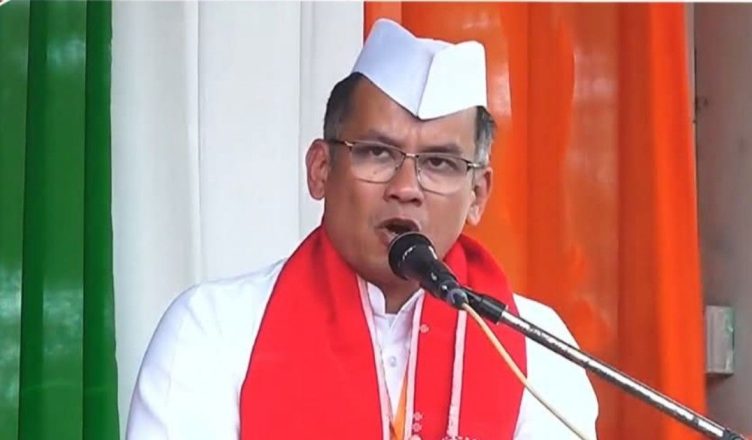Gaurav Gogoi addressing a political rally in Bokajan while criticising the BJP government over governance and corruption issues