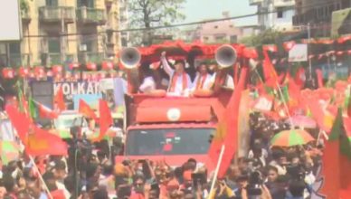 Amit Shah leads BJP roadshow in Kolkata with Suvendu Adhikari ahead of Bhabanipur nomination filing