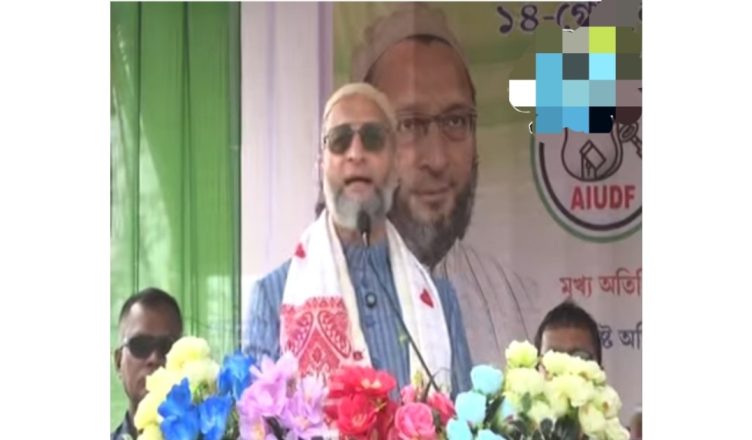 Asaduddin Owaisi addressing election rally in Assam urging Miya community to support AIUDF and criticising BJP and Congress