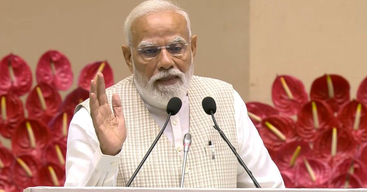 Prime Minister Narendra Modi addressing Nari Shakti Vandan Sammelan on Women’s Reservation Act at Vigyan Bhawan, New Delhi