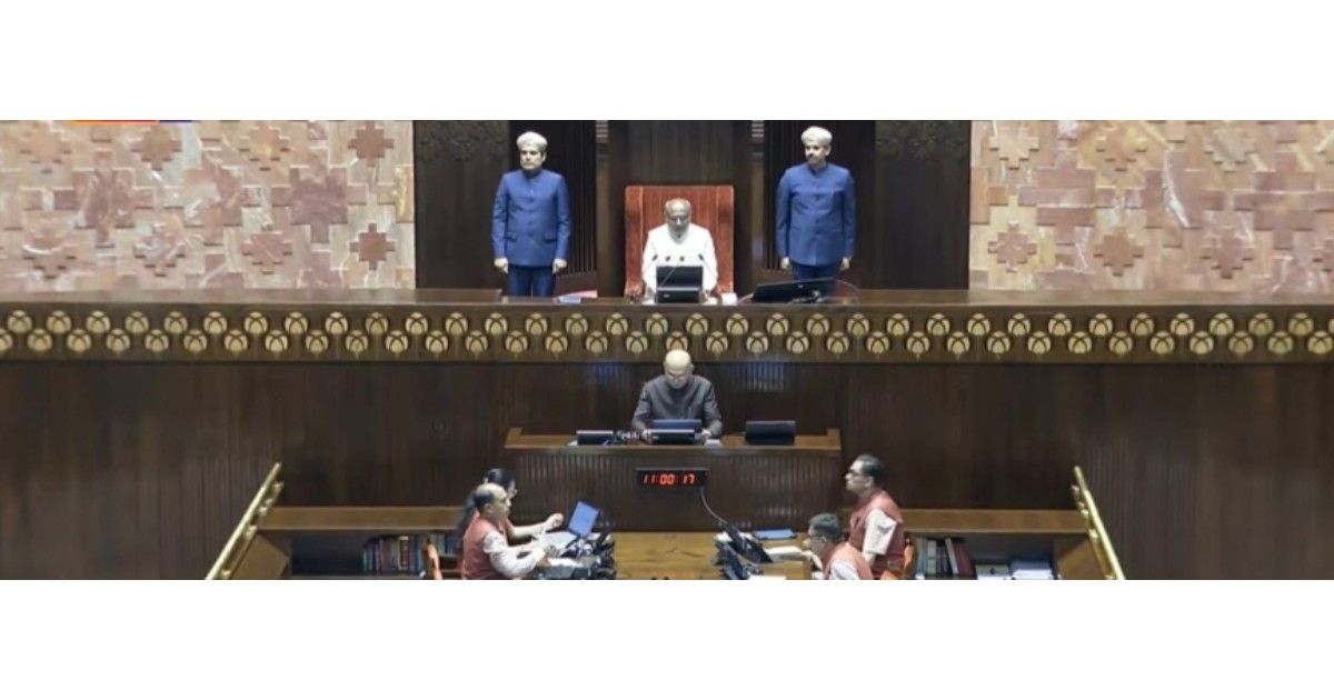 Rajya Sabha session in progress with newly sworn-in members taking oath under Chairman C. P. Radhakrishnan in New Delhi