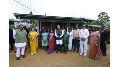 Vice President C. P. Radhakrishnan inspecting India-funded housing project for Tamil families in Nuwara Eliya Sri Lanka
