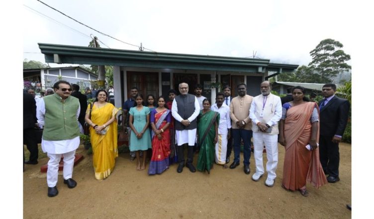 Vice President C. P. Radhakrishnan inspecting India-funded housing project for Tamil families in Nuwara Eliya Sri Lanka