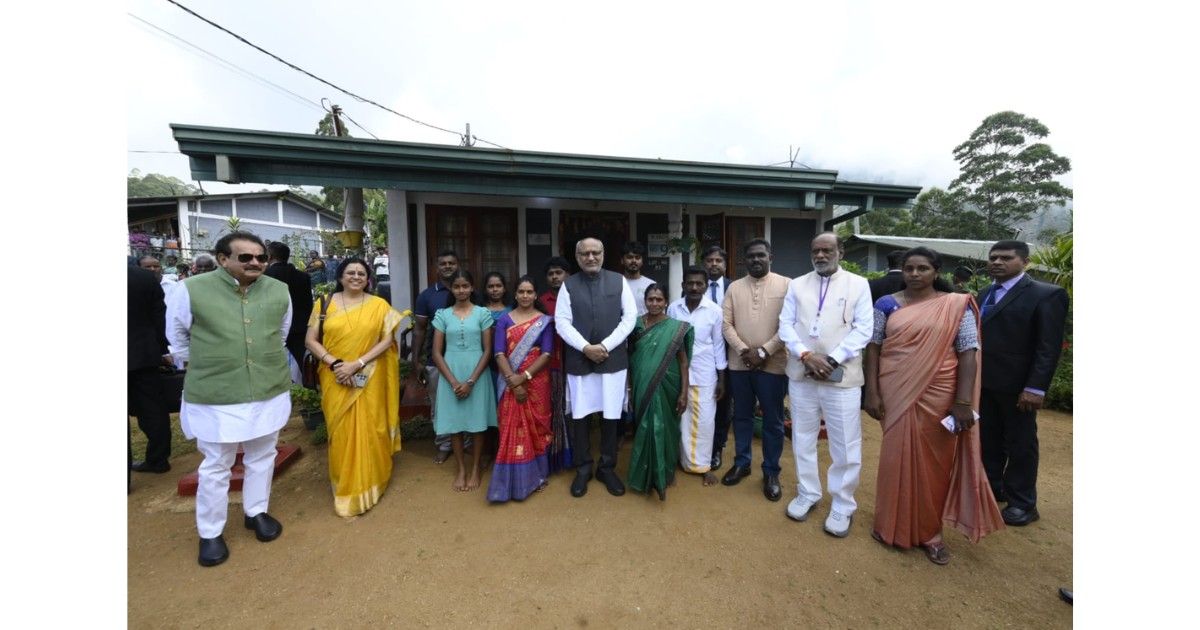 Vice President C. P. Radhakrishnan inspecting India-funded housing project for Tamil families in Nuwara Eliya Sri Lanka