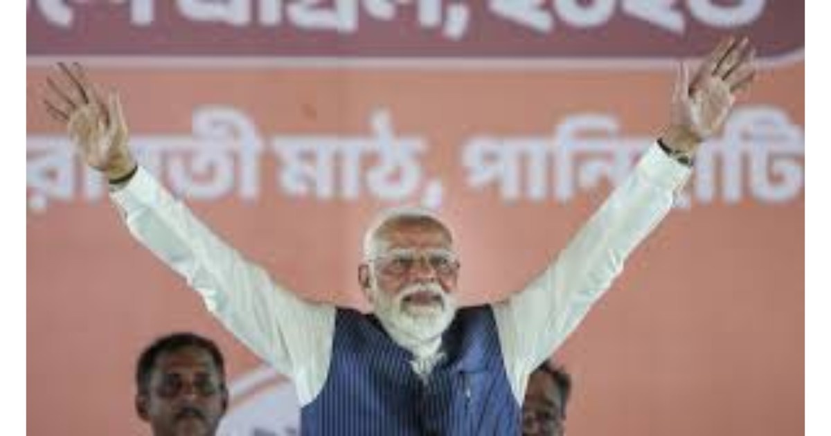 Prime Minister Narendra Modi addressing a public rally in Dum Dum after the first phase of West Bengal Assembly elections, highlighting political claims and campaign issues