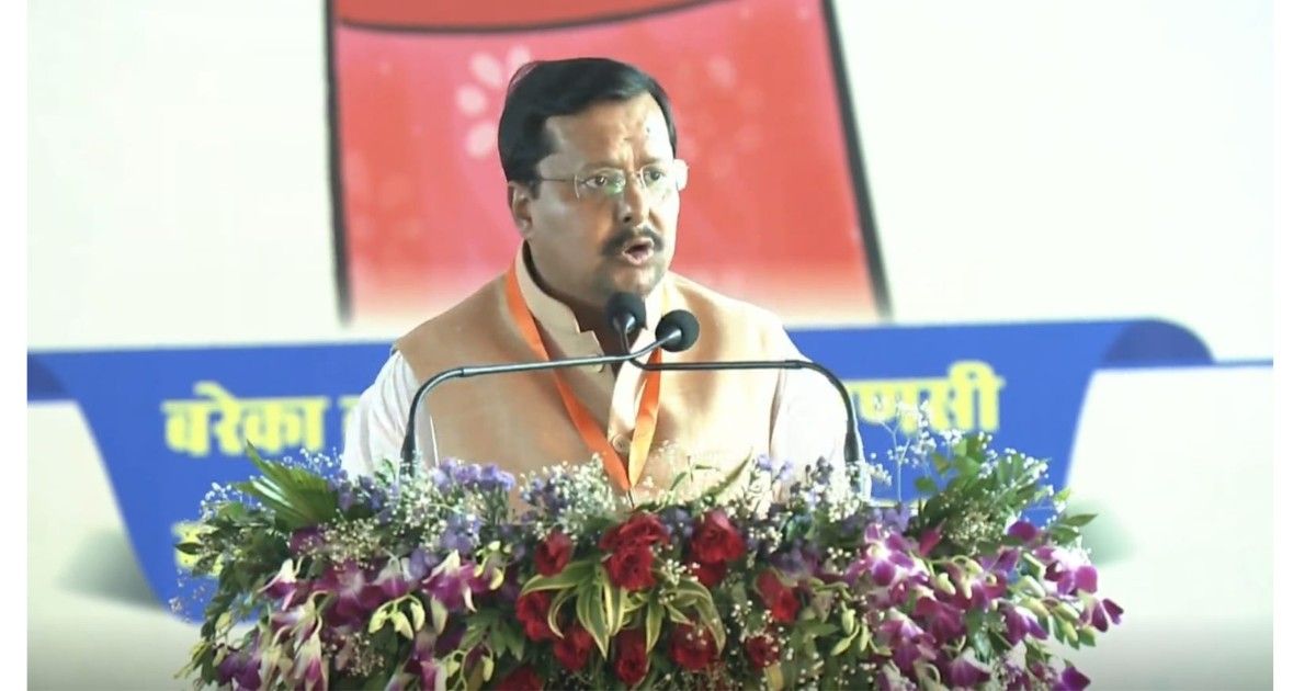 BJP leader Nitin Nabin addressing a women’s empowerment event in Varanasi highlighting government schemes for women under Prime Minister Narendra Modi