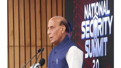 Defence Minister Rajnath Singh addressing national security summit on Operation Sindoor and India’s anti-terror stance
