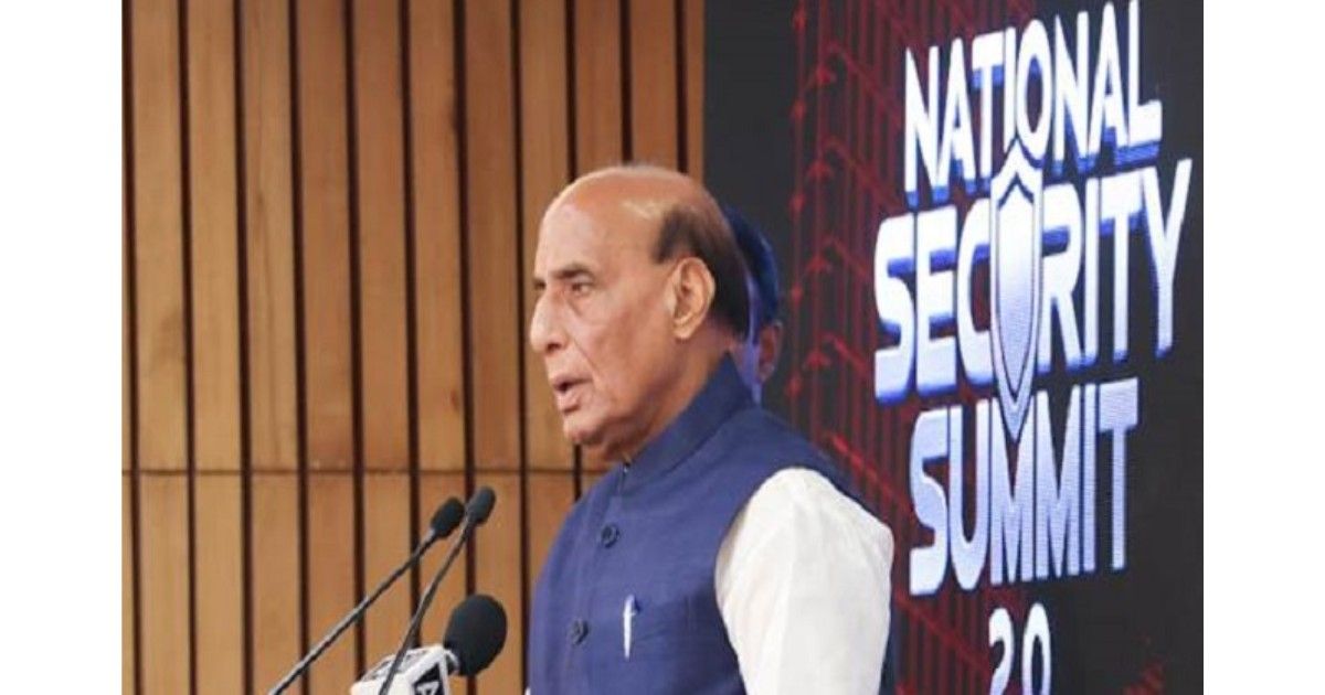 Defence Minister Rajnath Singh addressing national security summit on Operation Sindoor and India’s anti-terror stance
