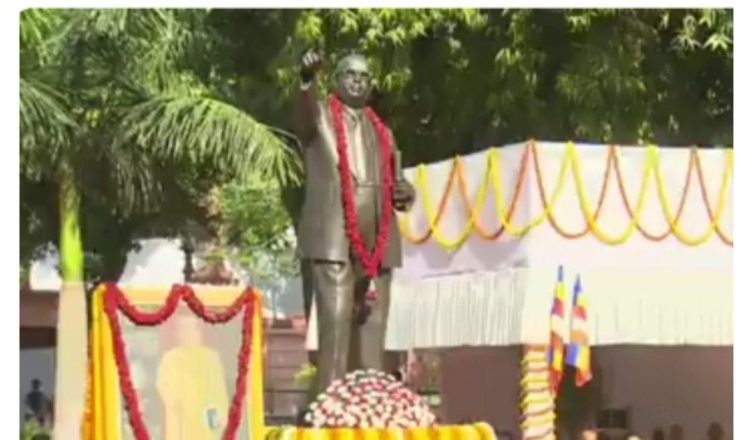 Indian leaders including Prime Minister Narendra Modi and Vice President C P Radhakrishnan paying floral tribute to Dr BR Ambedkar at Prerna Sthal on his 135th birth anniversary