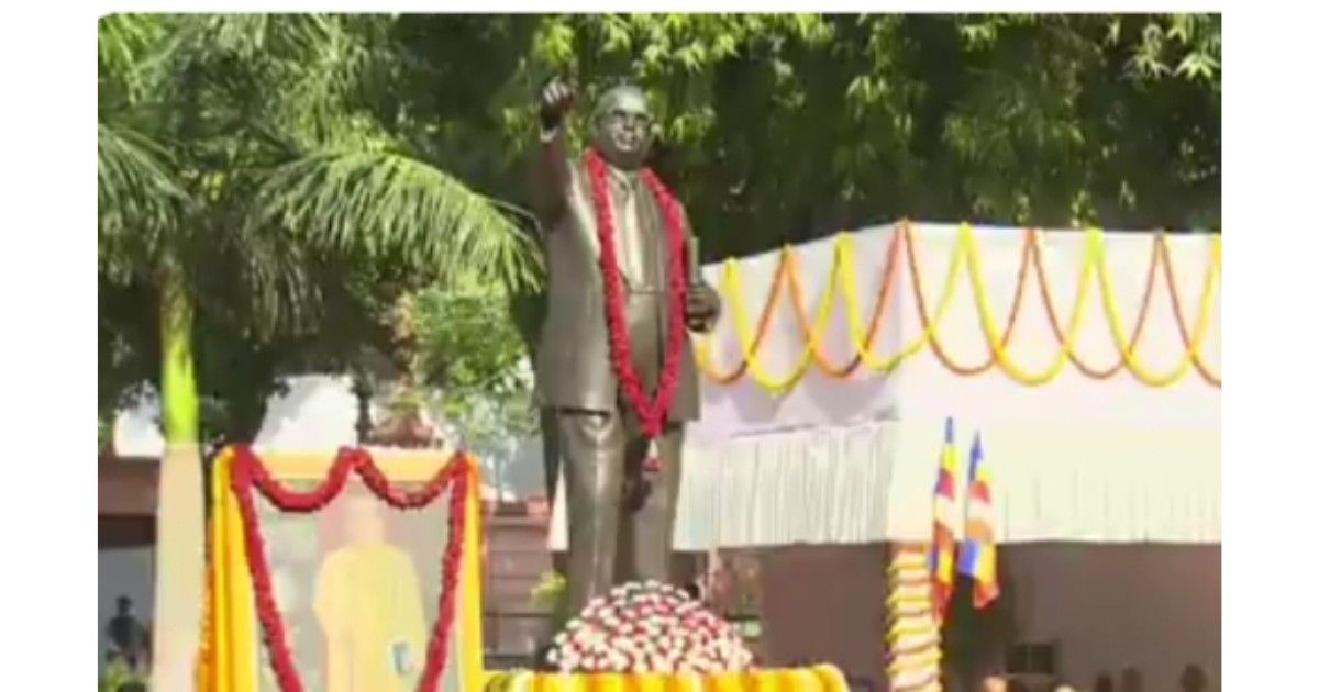 Indian leaders including Prime Minister Narendra Modi and Vice President C P Radhakrishnan paying floral tribute to Dr BR Ambedkar at Prerna Sthal on his 135th birth anniversary