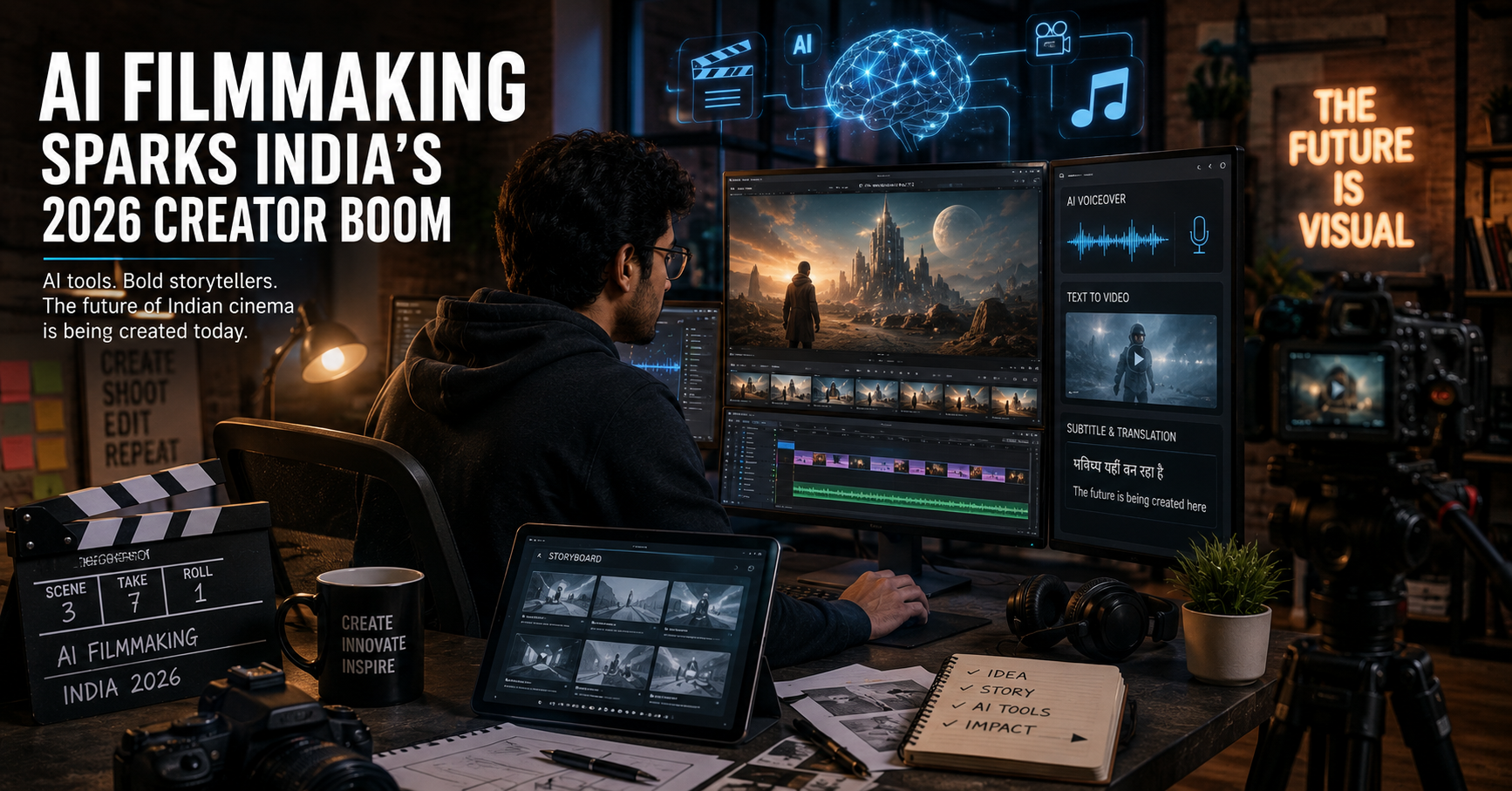 Indian digital creators using AI filmmaking tools for video production and virtual cinema creation