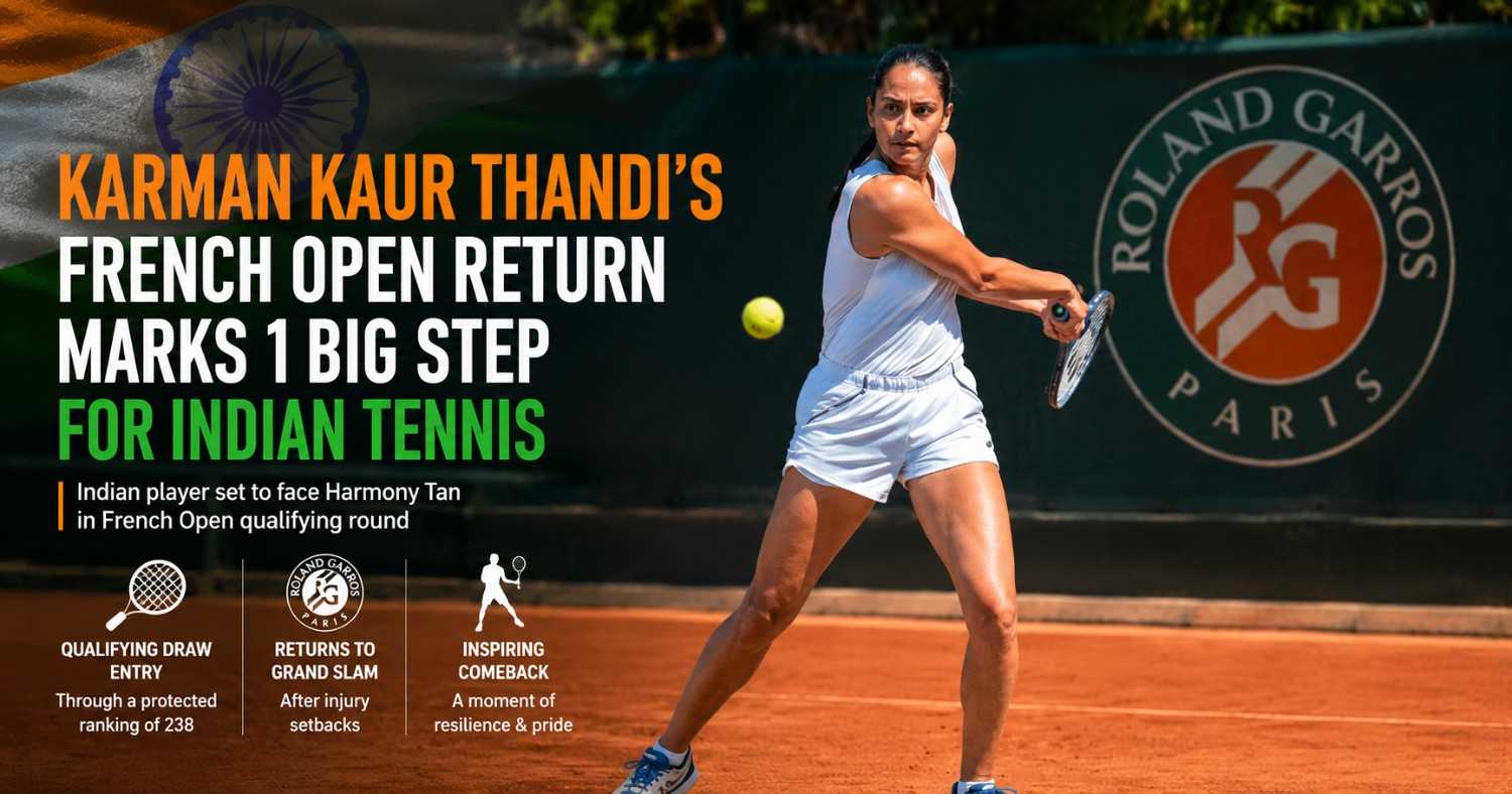Indian tennis player Karman Kaur Thandi during training ahead of the French Open qualifying rounds at Roland Garros