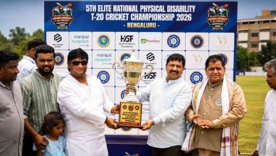 “Differently-abled cricketers during the opening ceremony of the 5th National Physical Disability Elite Cricket Tournament in Bengaluru”