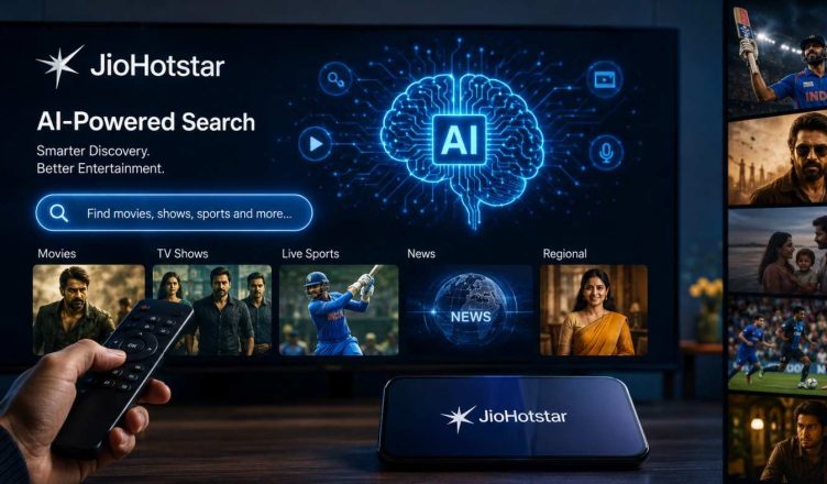 “JioHotstar AI-powered OTT search interface changing how Indian users discover movies, web series, and live sports content”