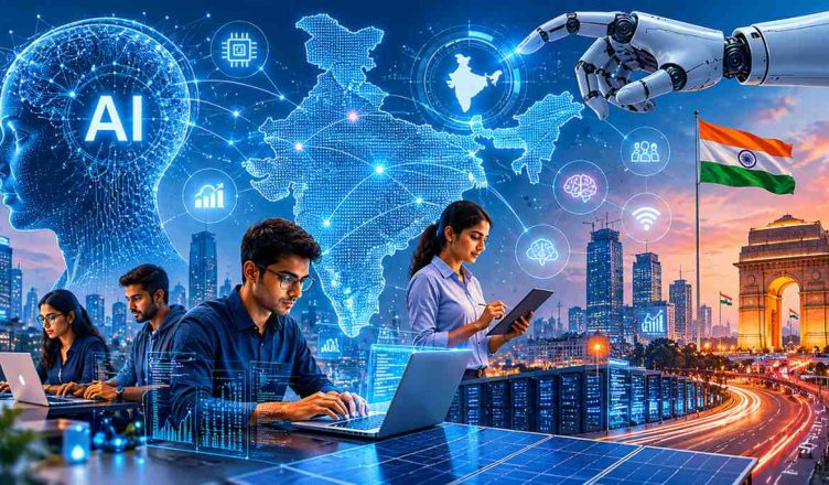 “India’s rapidly growing artificial intelligence ecosystem with startups, data centers, digital innovation, and AI-powered business transformation”