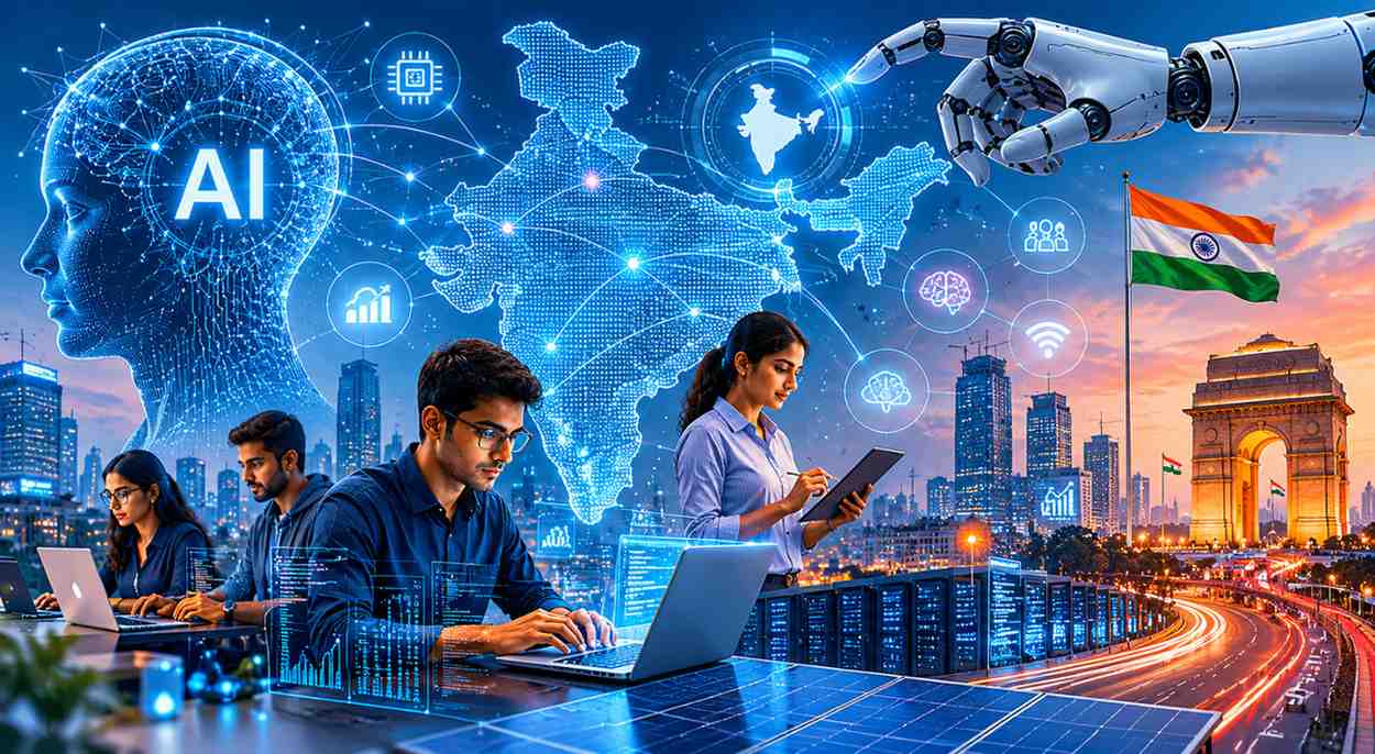 “India’s rapidly growing artificial intelligence ecosystem with startups, data centers, digital innovation, and AI-powered business transformation”