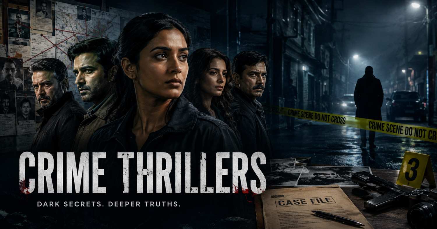 People watching dark crime thriller series on OTT platforms during nighttime binge streaming