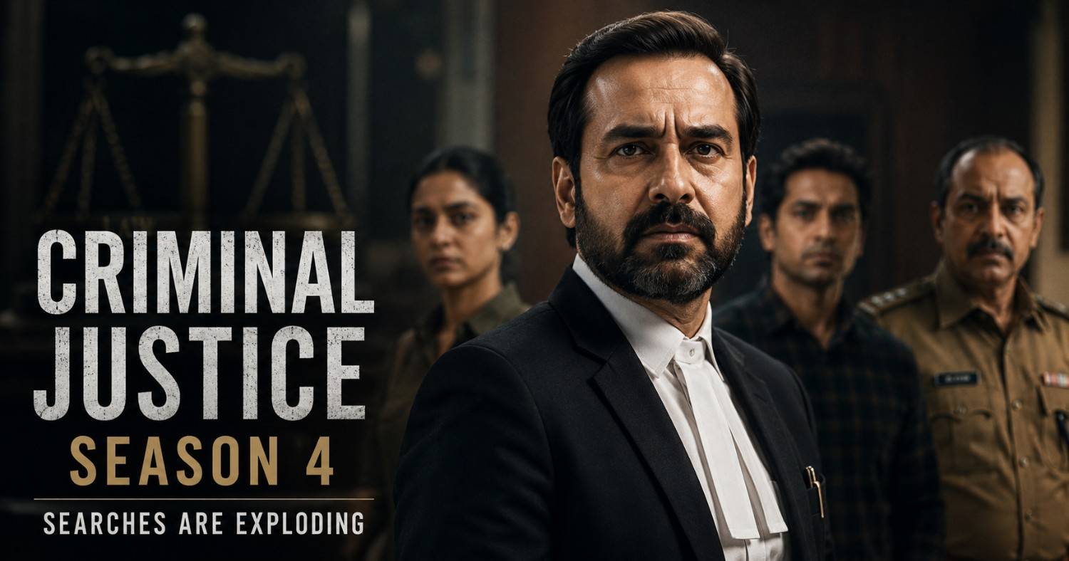 Criminal Justice Season 4 promotional visual featuring courtroom drama themes and investigation elements