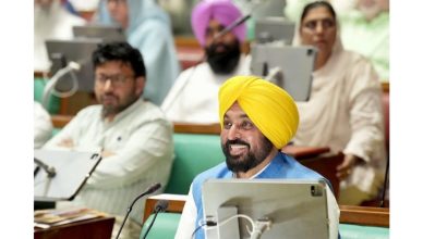 Bhagwant Mann addressing Punjab Assembly during confidence vote session in Chandigarh