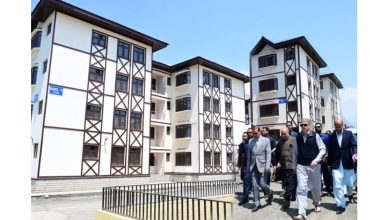 Omar Abdullah inaugurating 368 residential housing units for government employees at Sempora Pampore Jammu and Kashmir