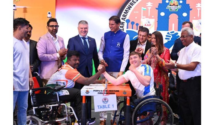 “Indian para arm wrestlers competing during a professional arm wrestling event ahead of the Brisbane 2032 Paralympic inclusion push”