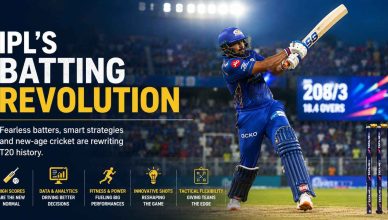 IPL batters showcasing aggressive modern T20 batting during a high-scoring match as fans celebrate the league's batting revolution