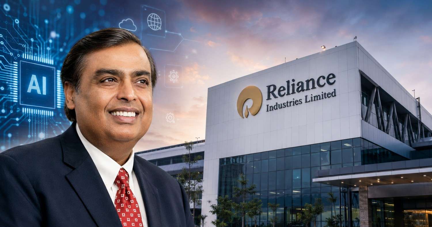 Reliance Industries AI expansion strategy highlighting data centers, artificial intelligence infrastructure, cloud computing, and India's digital technology growth plans.