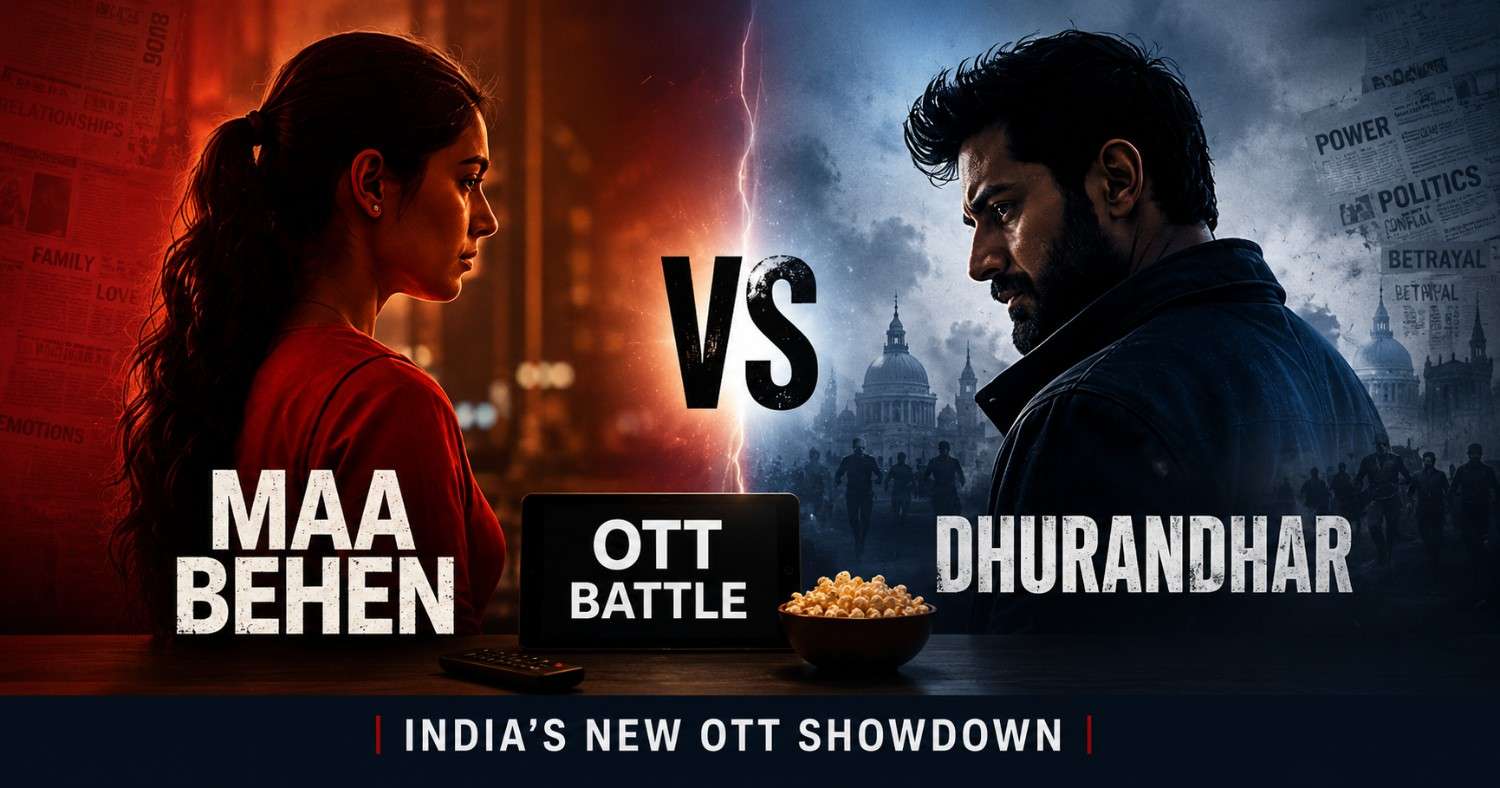 “Maa Behen and Dhurandhar OTT rivalry poster representing India’s growing streaming competition in 2026”