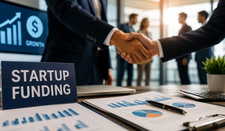 Startup founders and investors discussing a major funding agreement amid changing startup investment trends in India