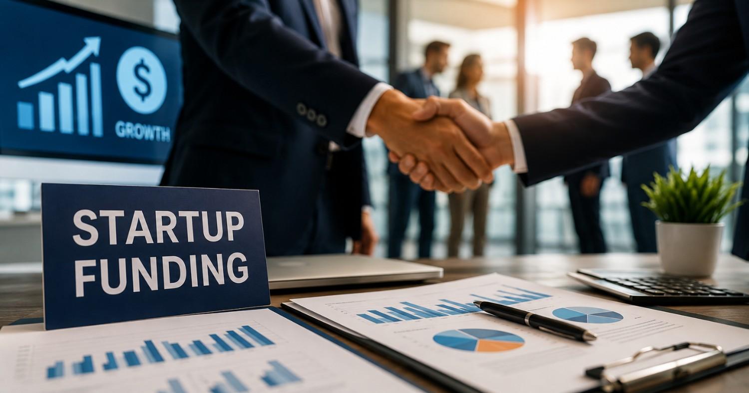 Startup founders and investors discussing a major funding agreement amid changing startup investment trends in India