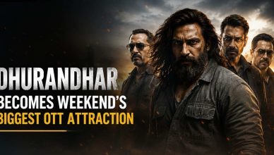 Dhurandhar promotional poster highlighting the film's strong OTT performance and rising weekend streaming viewership.