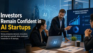 Investors and entrepreneurs discussing artificial intelligence startup growth, funding trends, and innovation opportunities in the technology sector.