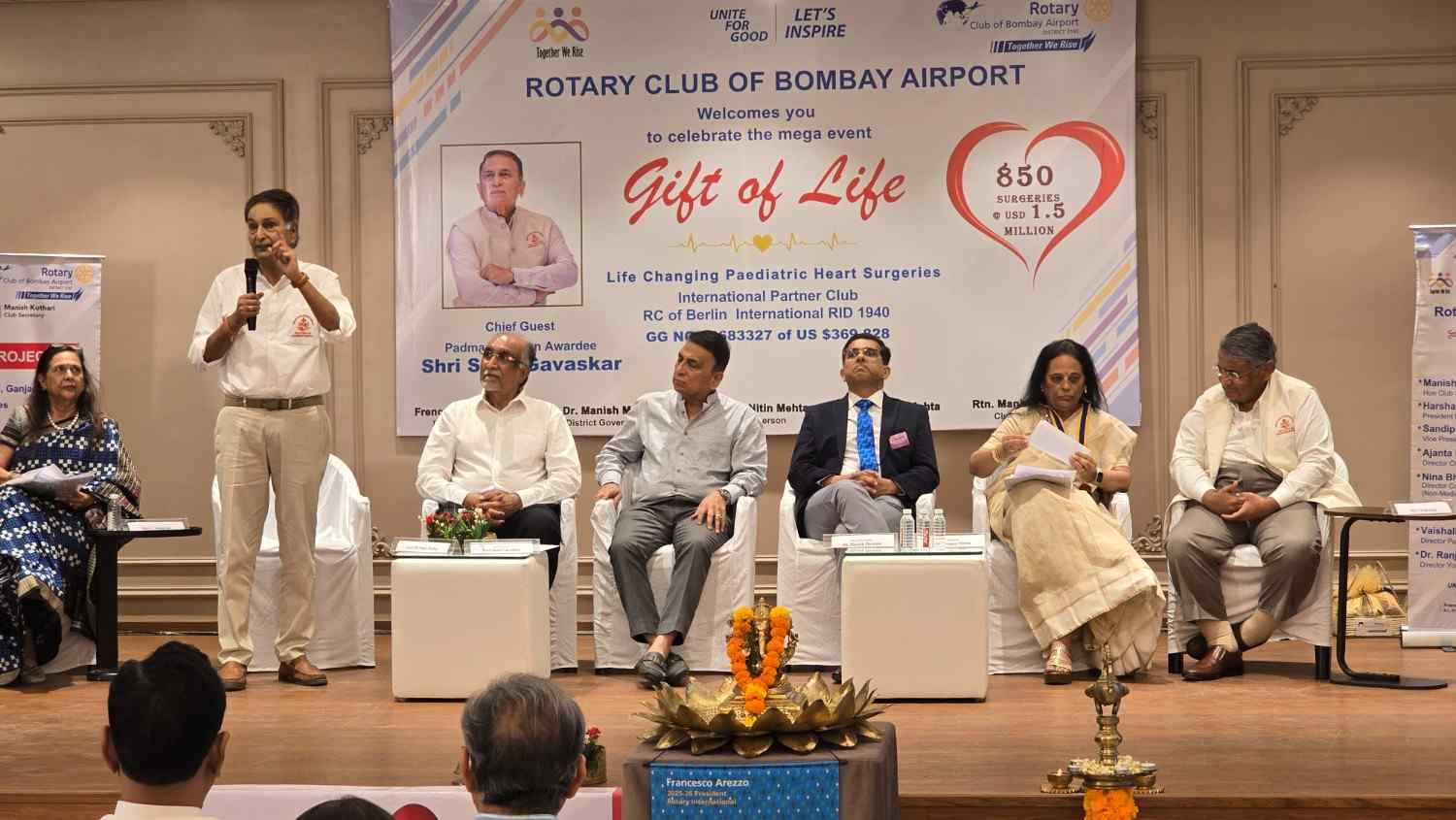 Legendary Cricketer Sunil Gavaskar Joins Rotary Club of Bombay Airport to Celebrate 850 Life Saving Heart Surgeries for Underprivileged Children